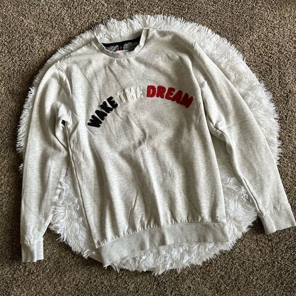Denim & Flower Sweatshirt Top Wake The Dream Red White Blue Womens Size Small - Picture 1 of 7